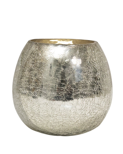 Homesake® 5" Antique Silver Round Vase, Vintage-Style Handmade Mercury Glass Finish for Weddings, Parties, Events,