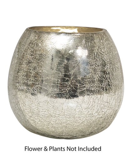 Homesake® 5" Antique Silver Round Vase, Vintage-Style Handmade Mercury Glass Finish for Weddings, Parties, Events,
