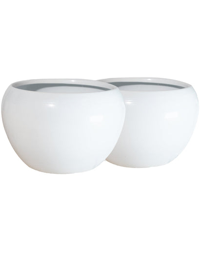 White Metal Flower Pot Succulent Plant Pot Indoor and Outdoor Set of 2