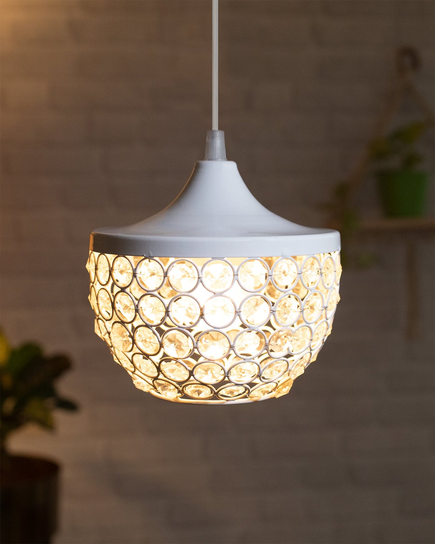 6" Glossy Crystal hanging goblet light, ceiling light, Nordic E27 pendant
