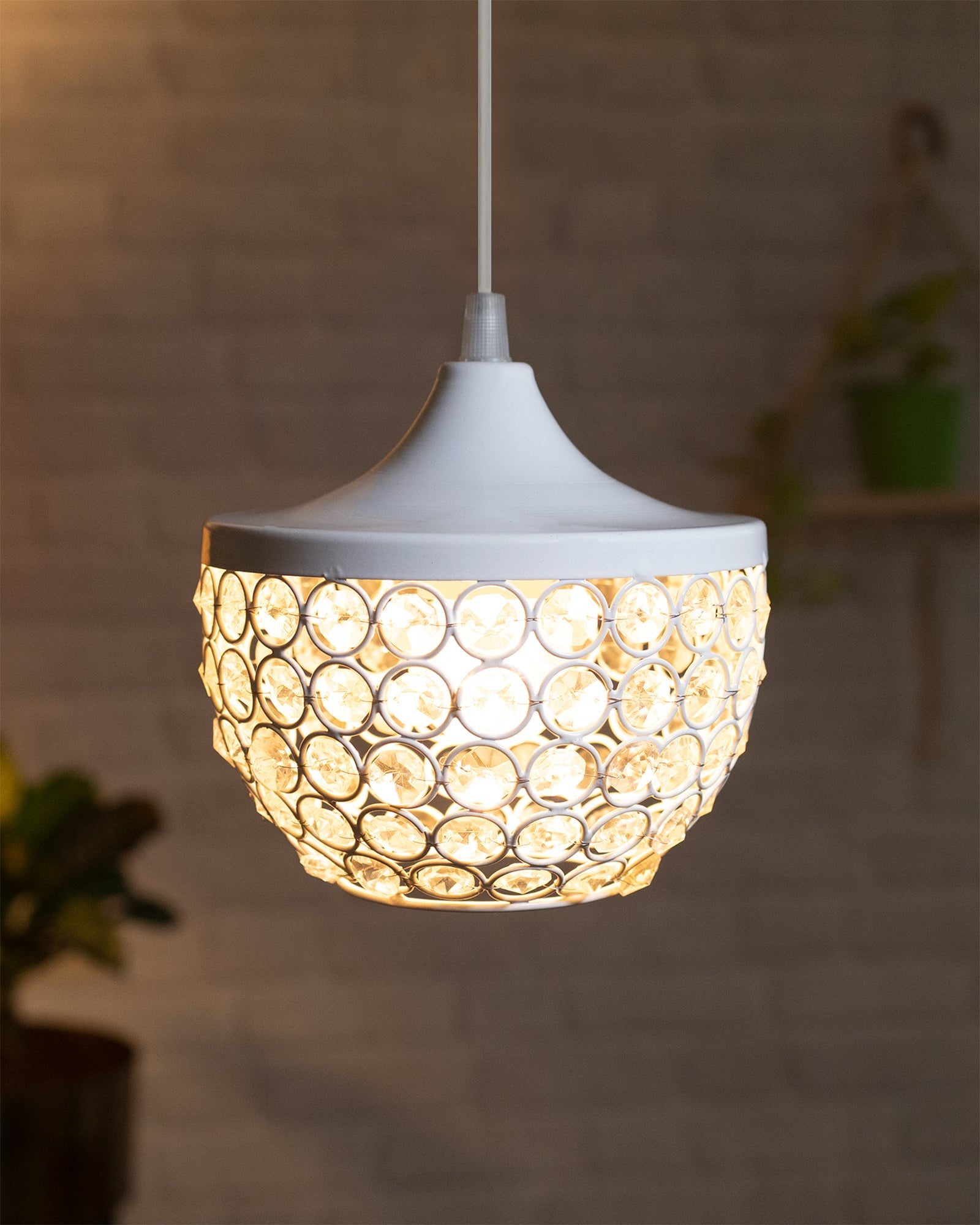 6" Glossy Crystal hanging goblet light, ceiling light, Nordic E27 pendant