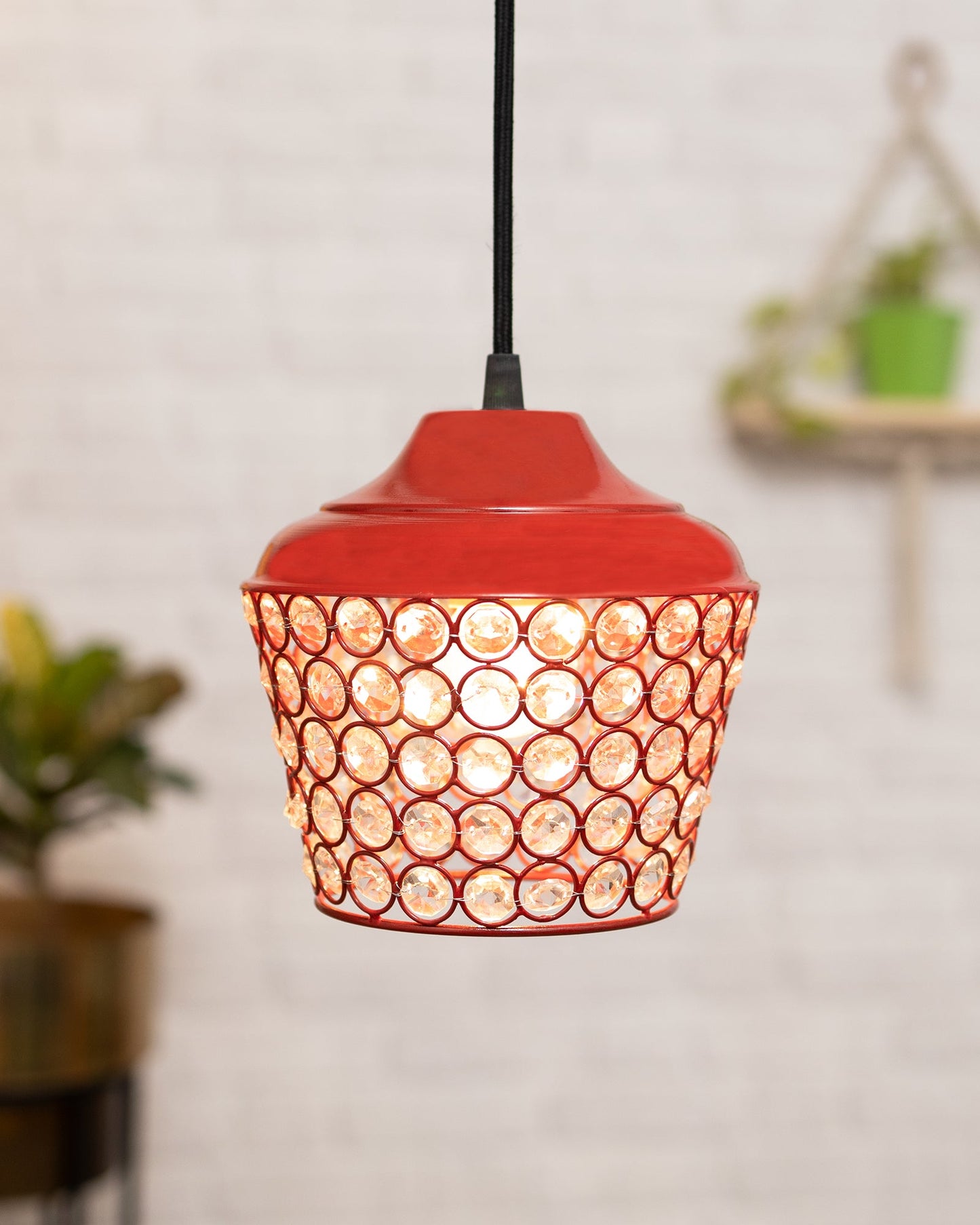 6.5" Glossy Crystal hanging lantern light, ceiling light, Nordic E27 pendant