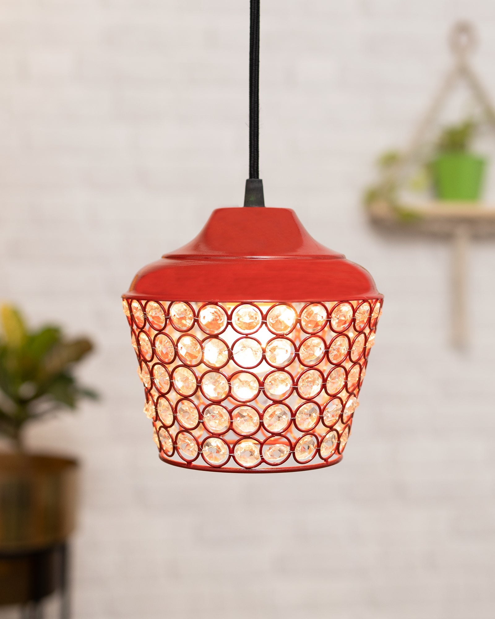 6.5" Glossy Crystal hanging lantern light, ceiling light, Nordic E27 pendant