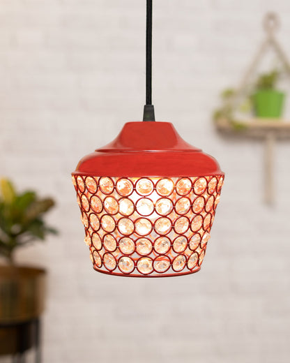 6.5" Glossy Crystal hanging lantern light, ceiling light, Nordic E27 pendant