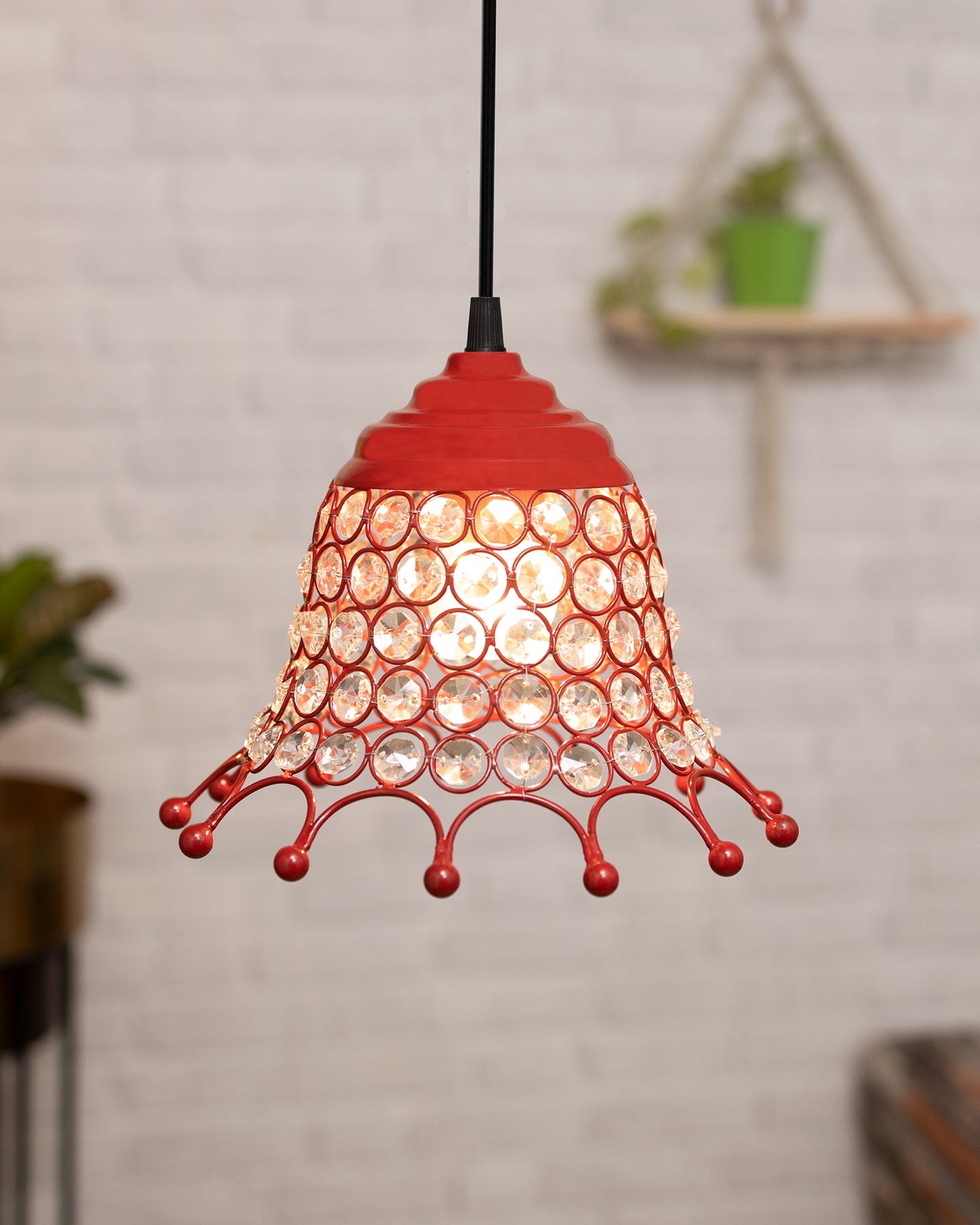 Glossy Hanging crystal pendant light, Adjustable Pendant Light Fixture for Kitchen Dinning Room Bedroom