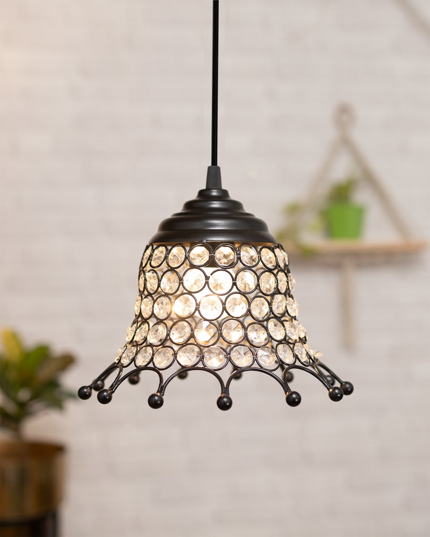 Glossy Hanging crystal pendant light, Adjustable Pendant Light Fixture for Kitchen Dinning Room Bedroom