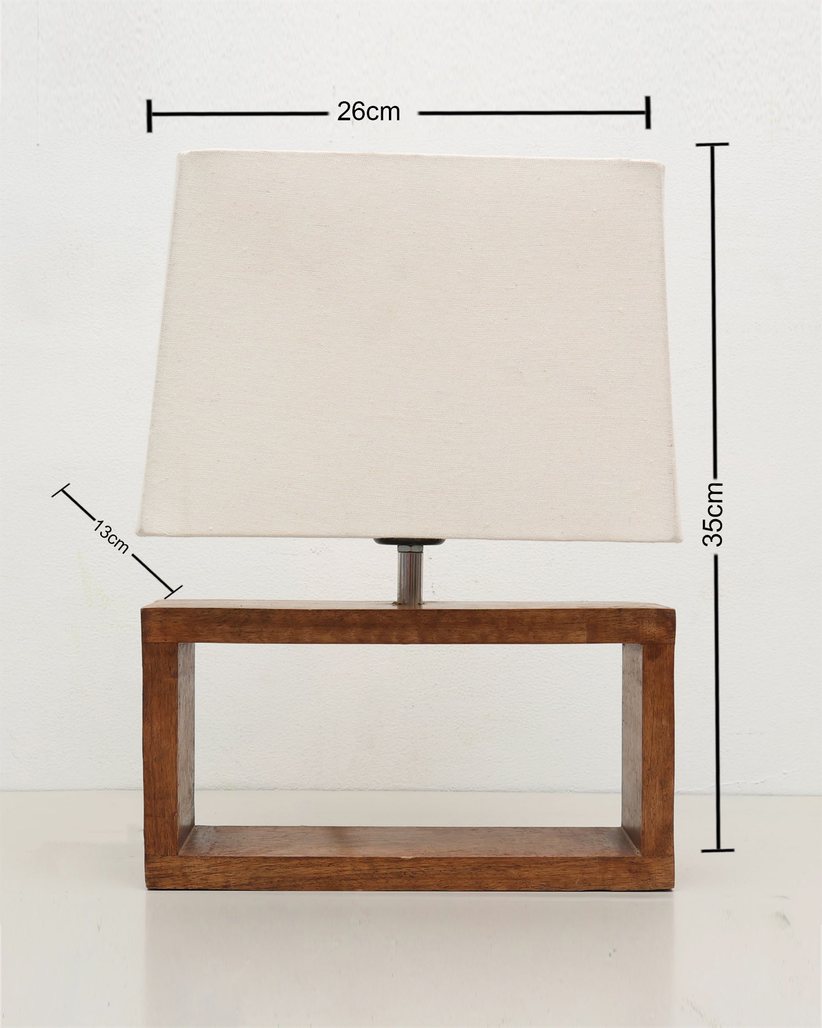 Wood Table Lamp French Country Rustic Bedside Desk Nightstand Lamp for Bedroom Living Room Office LED Bulb Included, Walnut Rectangle.