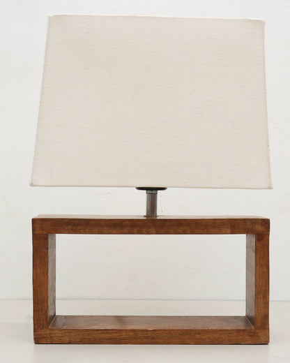 Wood Table Lamp French Country Rustic Bedside Desk Nightstand Lamp for Bedroom Living Room Office LED Bulb Included, Walnut Rectangle.