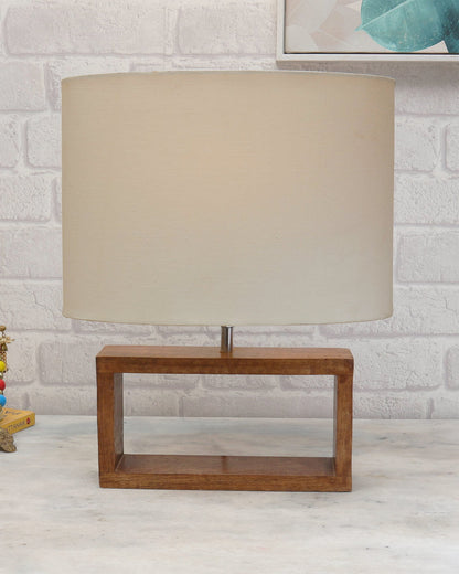 Wood Table Lamp French Country Rustic Bedside Desk Nightstand Lamp for Bedroom Living Room Office LED Bulb Included, Walnut Rectangle.