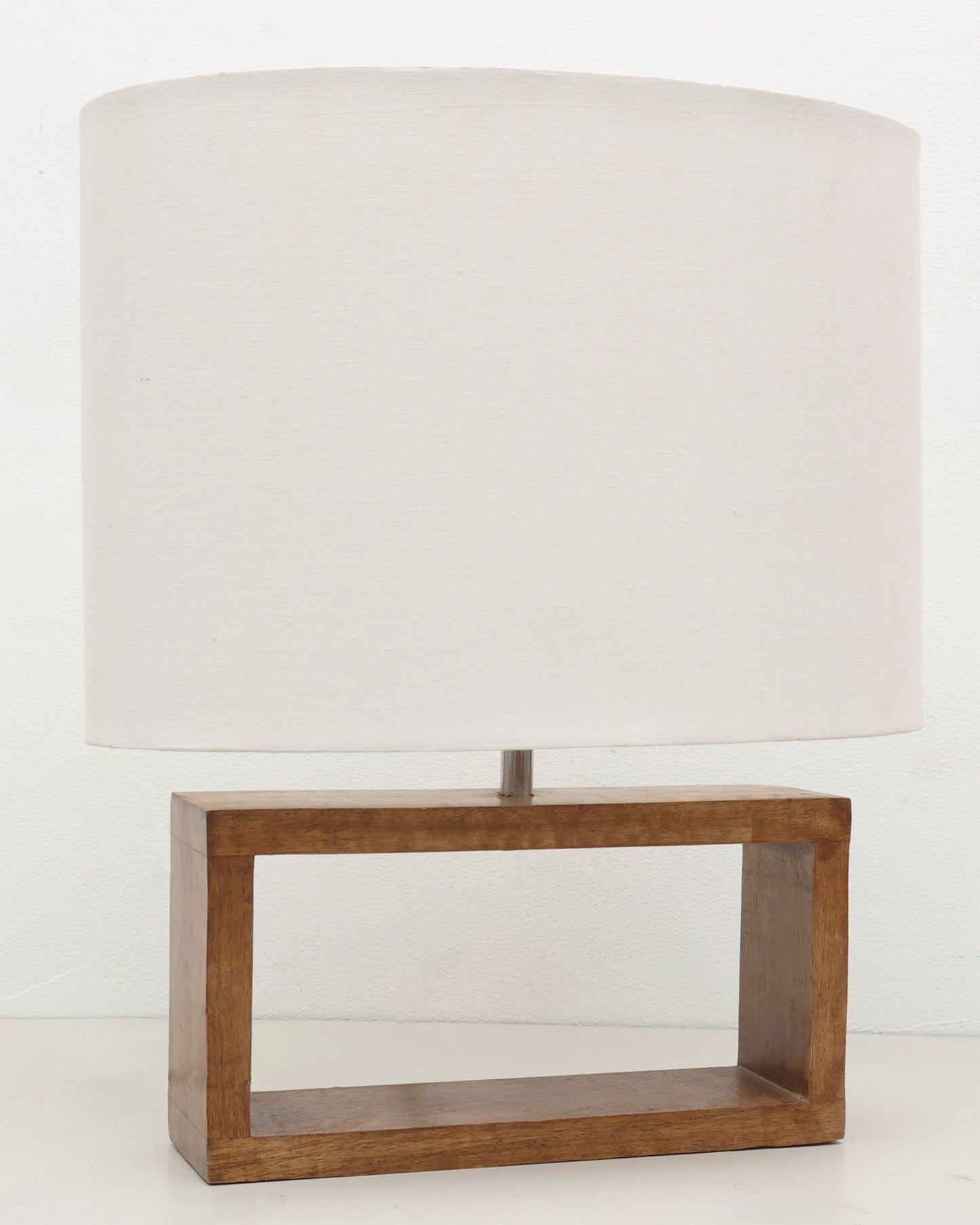 Wood Table Lamp French Country Rustic Bedside Desk Nightstand Lamp for Bedroom Living Room Office LED Bulb Included, Walnut Rectangle.