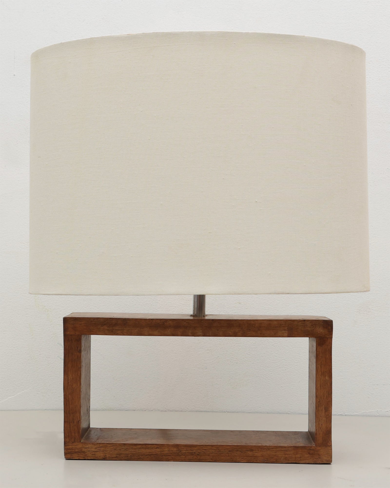 Wood Table Lamp French Country Rustic Bedside Desk Nightstand Lamp for Bedroom Living Room Office LED Bulb Included, Walnut Rectangle.