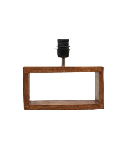 Wood Table Lamp French Country Rustic Bedside Desk Nightstand Lamp for Bedroom Living Room Office LED Bulb Included, Walnut Rectangle.