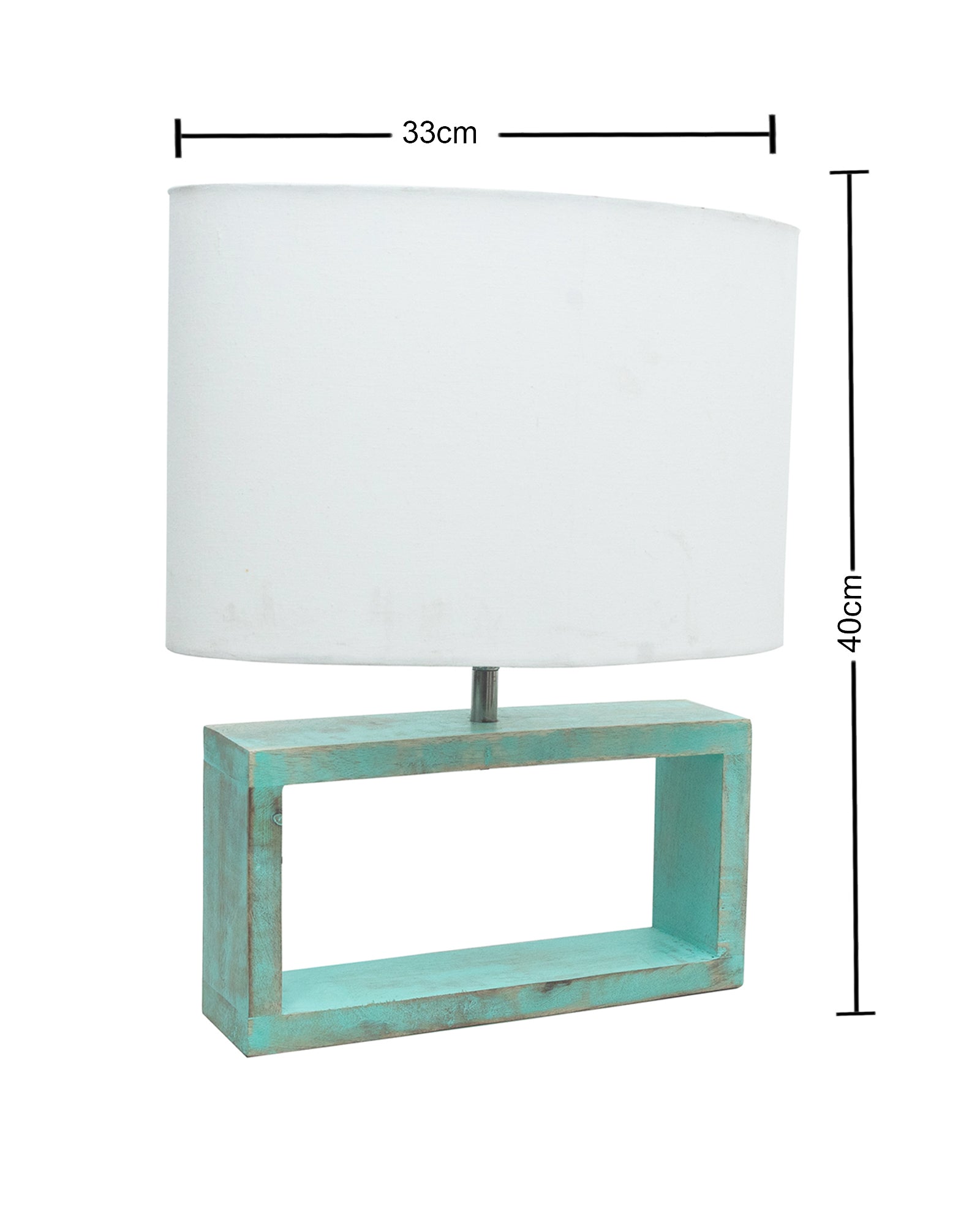 Wood Table Lamp French Country Rustic Bedside Desk Nightstand Lamp for Bedroom Living Room Office LED Bulb Included, Algae Rectangle