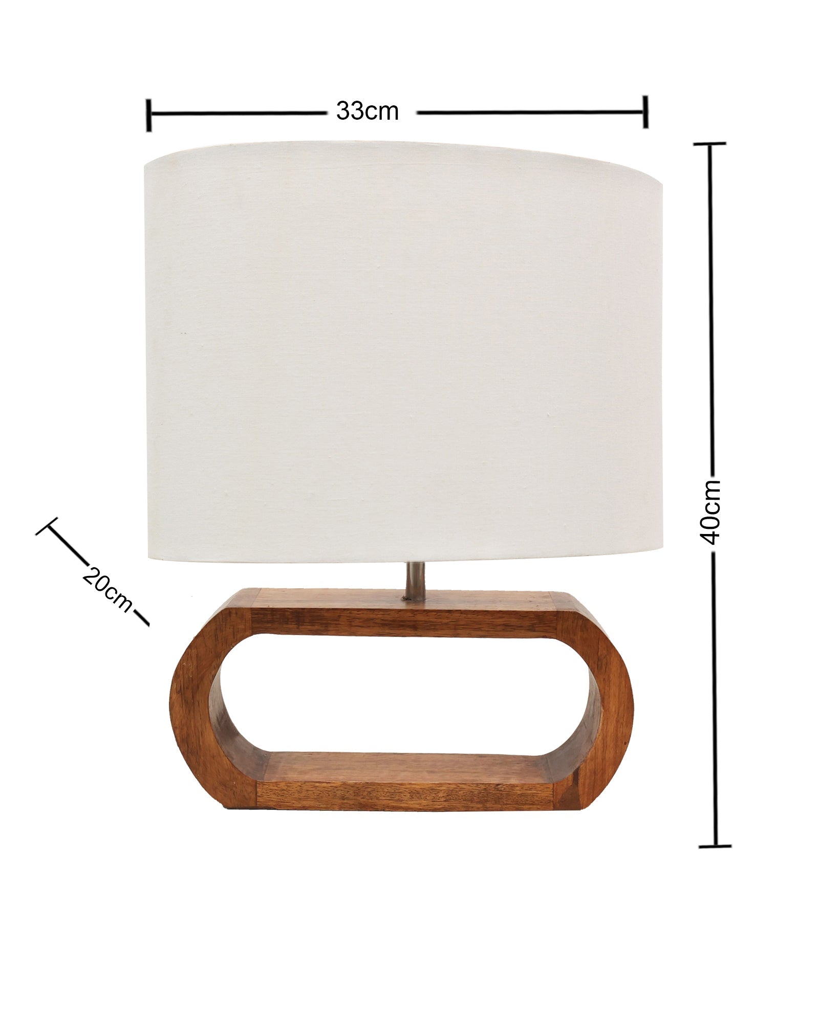 Wood Table Lamp French Country Rustic Bedside Desk Nightstand Lamp for Bedroom Living Room Office LED Bulb Included, Walnut Oblong