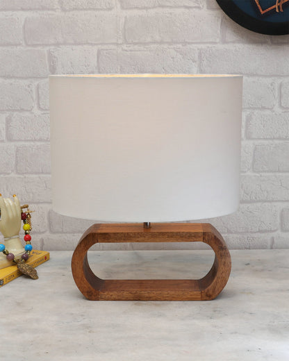 Wood Table Lamp French Country Rustic Bedside Desk Nightstand Lamp for Bedroom Living Room Office LED Bulb Included, Walnut Oblong
