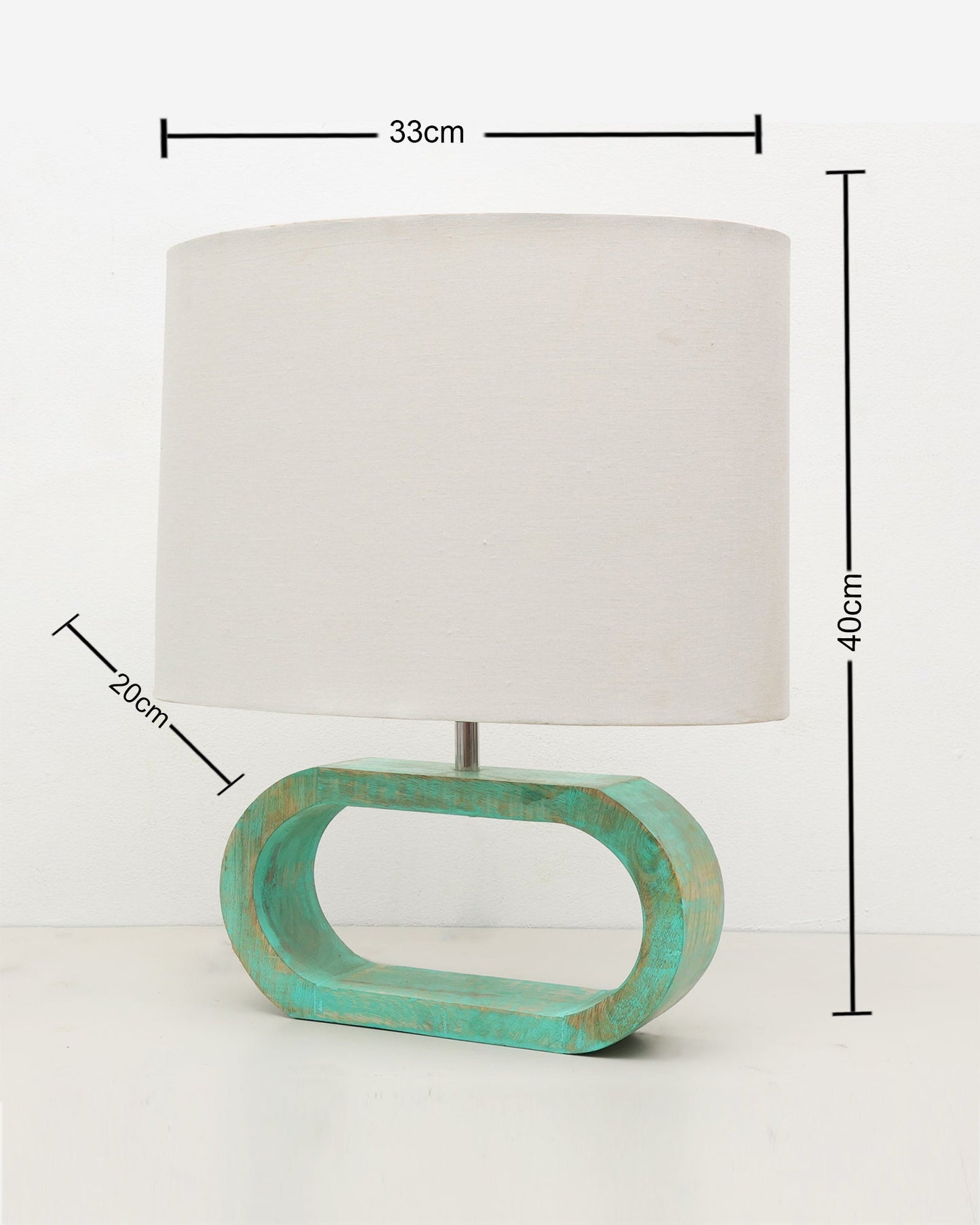 Wood Table Lamp French Country Rustic Bedside Desk Nightstand Lamp for Bedroom Living Room Office LED Bulb Included, Algae Oblong
