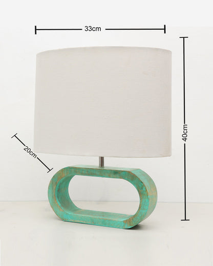 Wood Table Lamp French Country Rustic Bedside Desk Nightstand Lamp for Bedroom Living Room Office LED Bulb Included, Algae Oblong