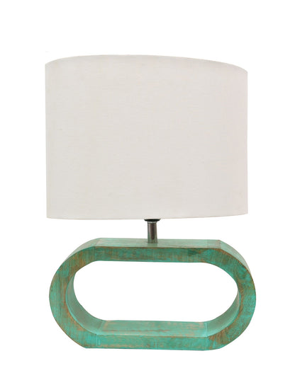 Wood Table Lamp French Country Rustic Bedside Desk Nightstand Lamp for Bedroom Living Room Office LED Bulb Included, Algae Oblong