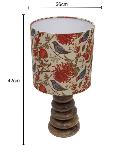 Wood Table Lamp French Country Rustic Bedside Desk Nightstand Lamp for Bedroom Living Room Office LED Bulb Included, Walnut Multi-Pebble
