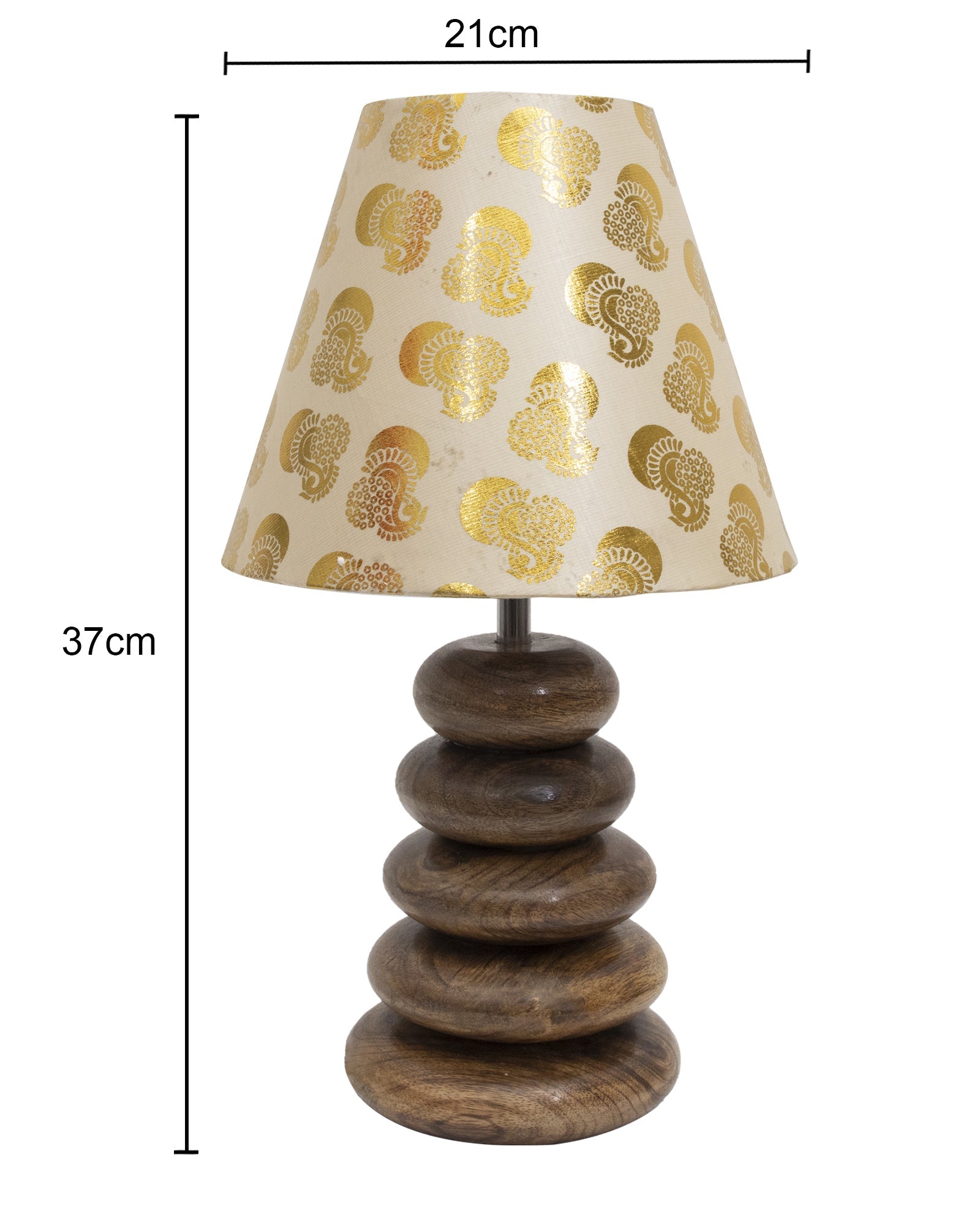 Wood Table Lamp French Country Rustic Bedside Desk Nightstand Lamp for Bedroom Living Room Office LED Bulb Included, Walnut Multi-Pebble