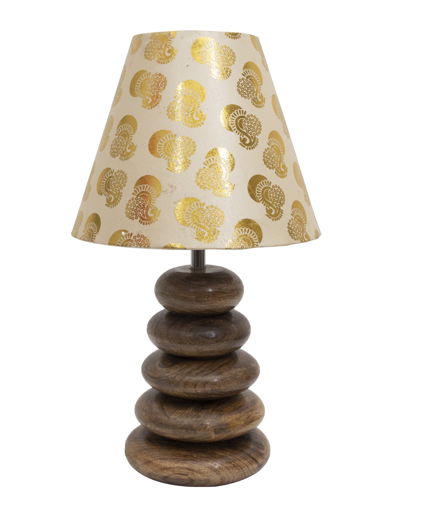 Wood Table Lamp French Country Rustic Bedside Desk Nightstand Lamp for Bedroom Living Room Office LED Bulb Included, Walnut Multi-Pebble