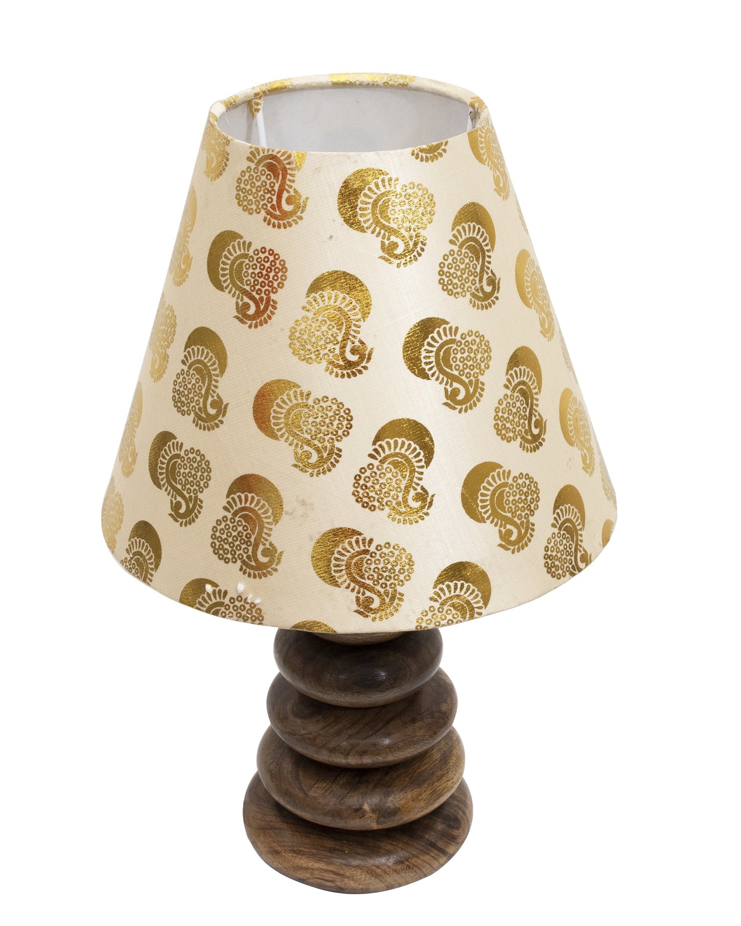 Wood Table Lamp French Country Rustic Bedside Desk Nightstand Lamp for Bedroom Living Room Office LED Bulb Included, Walnut Multi-Pebble