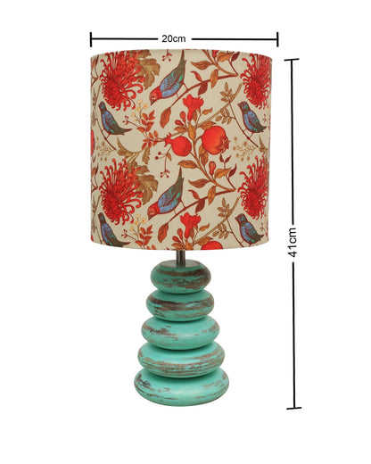 Wood Table Lamp French Country Rustic Bedside Desk Nightstand Lamp for Bedroom Living Room Office LED Bulb Included,Algae Multi-Pebble