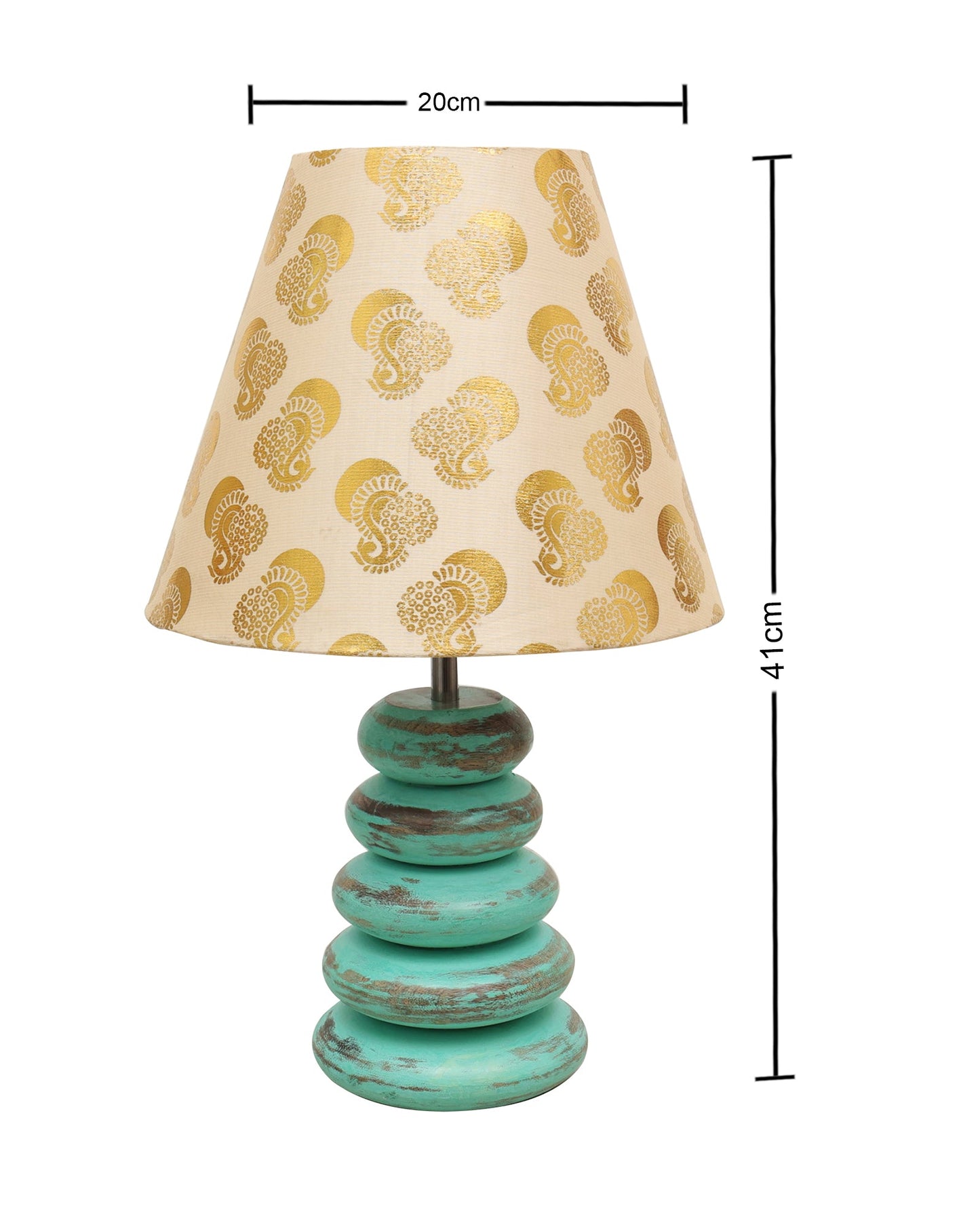 Wood Table Lamp French Country Rustic Bedside Desk Nightstand Lamp for Bedroom Living Room Office LED Bulb Included,Algae Multi-Pebble
