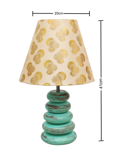 Wood Table Lamp French Country Rustic Bedside Desk Nightstand Lamp for Bedroom Living Room Office LED Bulb Included,Algae Multi-Pebble