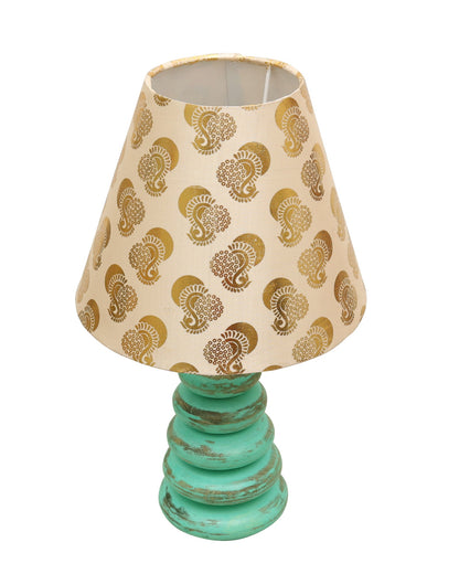 Wood Table Lamp French Country Rustic Bedside Desk Nightstand Lamp for Bedroom Living Room Office LED Bulb Included,Algae Multi-Pebble