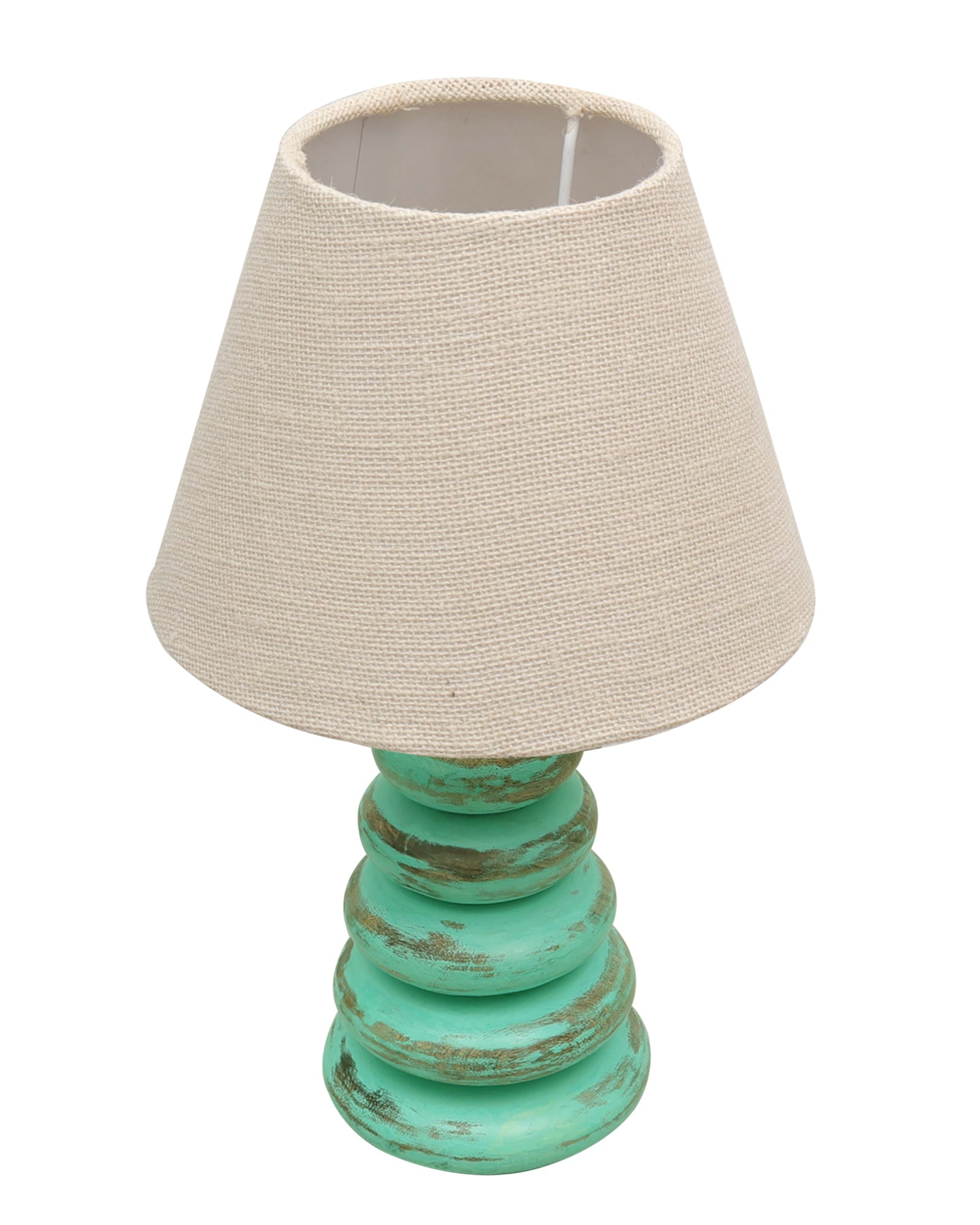Wood Table Lamp French Country Rustic Bedside Desk Nightstand Lamp for Bedroom Living Room Office LED Bulb Included,Algae Multi-Pebble