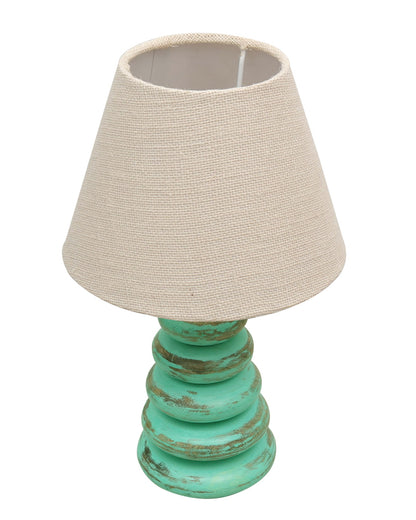 Wood Table Lamp French Country Rustic Bedside Desk Nightstand Lamp for Bedroom Living Room Office LED Bulb Included,Algae Multi-Pebble