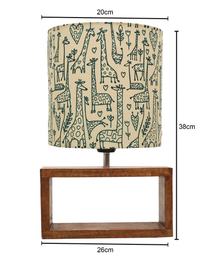 Wood Table Lamp French Country Rustic Bedside Desk Nightstand Lamp for Bedroom Living Room Office LED Bulb Included, Walnut Rectangle Drum