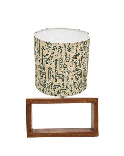 Wood Table Lamp French Country Rustic Bedside Desk Nightstand Lamp for Bedroom Living Room Office LED Bulb Included, Walnut Rectangle Drum