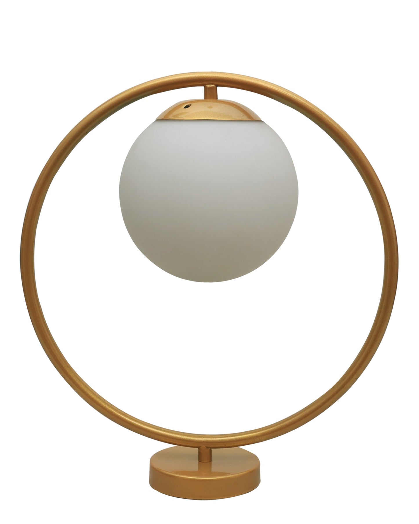 Modern Bedside Night Lamp Mini Gold Table Light Metal Gold Finished Bedside Desk Lamp with Milky White Shade for Living Room Bedroom, Round
