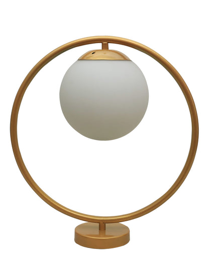 Modern Bedside Night Lamp Mini Gold Table Light Metal Gold Finished Bedside Desk Lamp with Milky White Shade for Living Room Bedroom, Round
