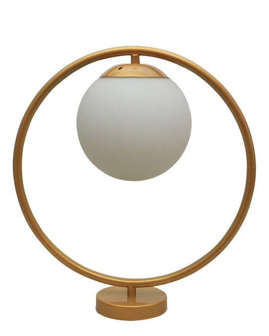 Modern Bedside Night Lamp Mini Gold Table Light Metal Gold Finished Bedside Desk Lamp with Milky White Shade for Living Room Bedroom, Round