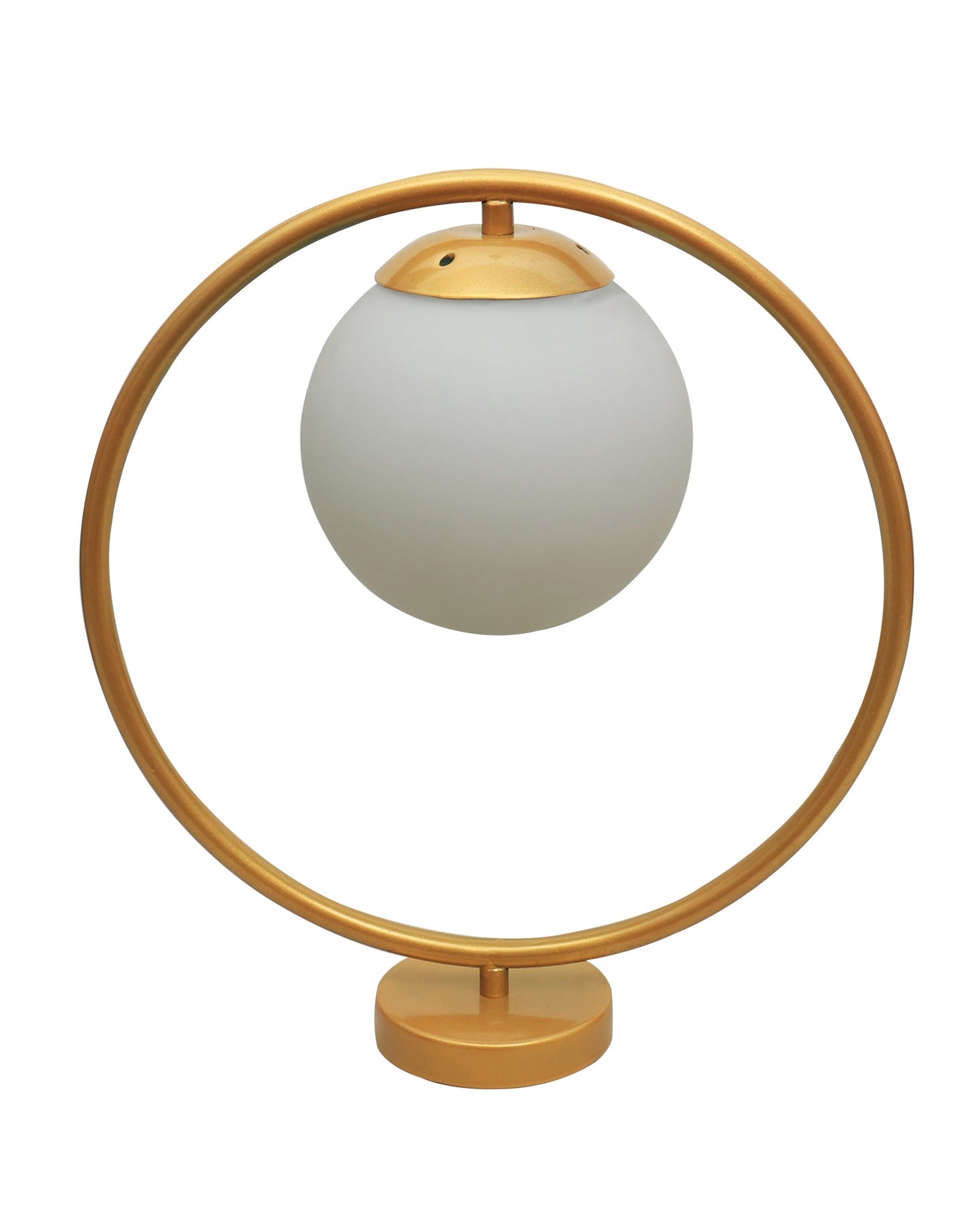 Modern Bedside Night Lamp Mini Gold Table Light Metal Gold Finished Bedside Desk Lamp with Milky White Shade for Living Room Bedroom, Round
