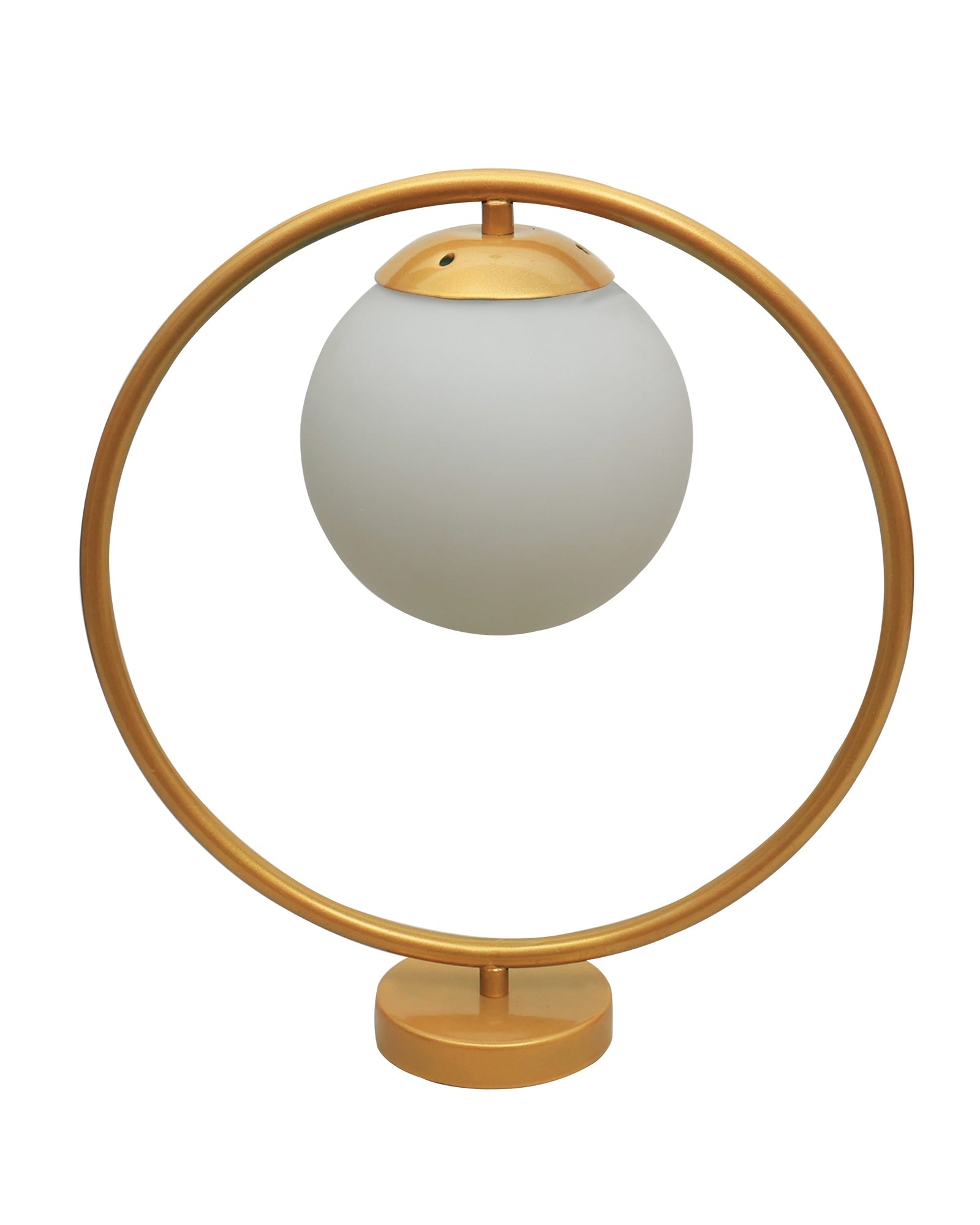 Modern Bedside Night Lamp Mini Gold Table Light Metal Gold Finished Bedside Desk Lamp with Milky White Shade for Living Room Bedroom, Round