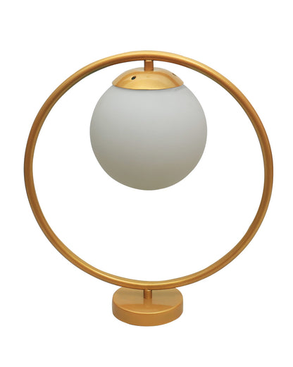 Modern Bedside Night Lamp Mini Gold Table Light Metal Gold Finished Bedside Desk Lamp with Milky White Shade for Living Room Bedroom, Round