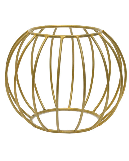 Combo of 2 Table Top Designer Metallic Gold Metal Stand with Planters, Small White Metal Pots for Livingroom, Balcony & Home Decoration, set of 2
