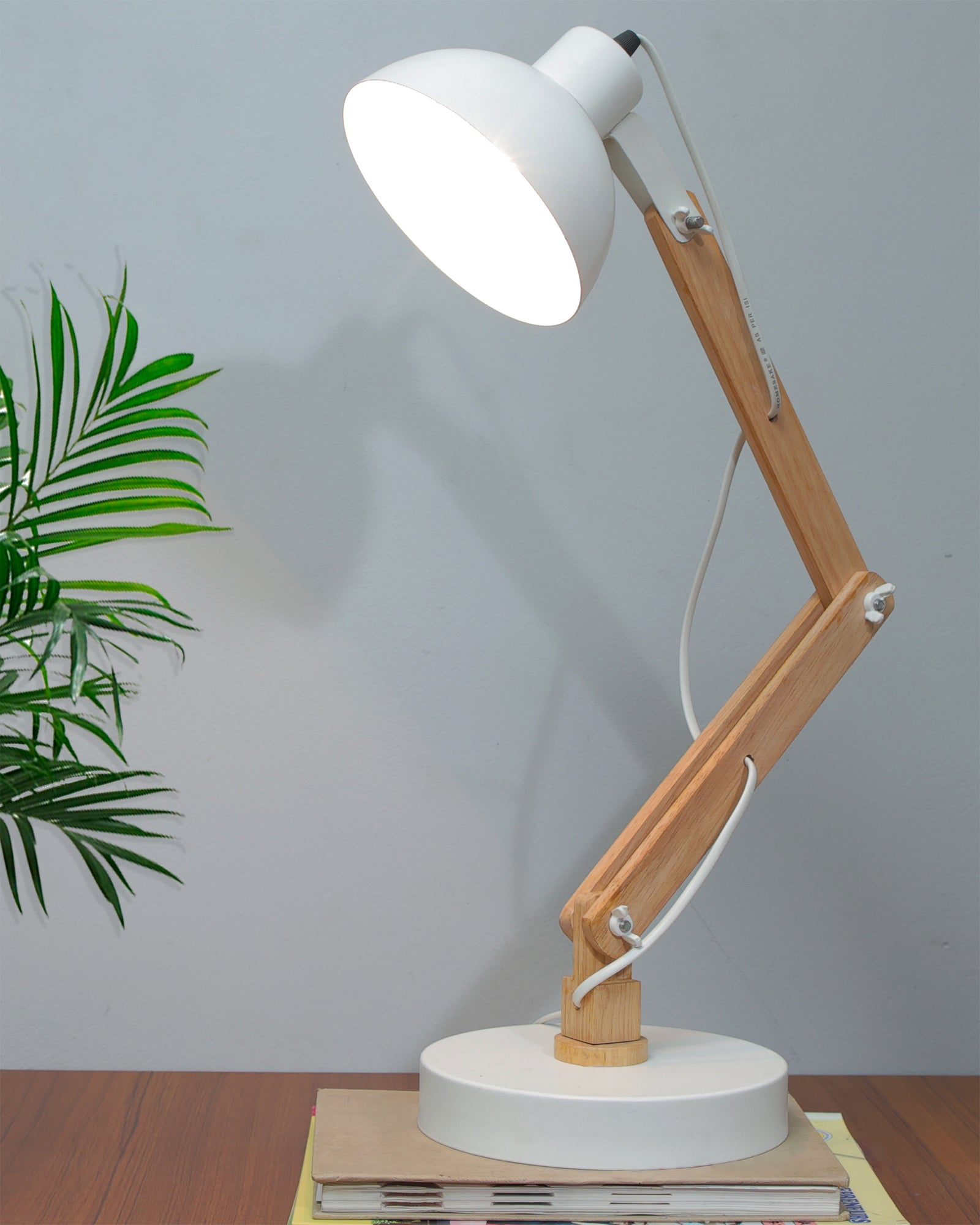 Wood Metal Desk Lamp, Swing Arm Desk Lamp, Adjustable Architect Study Table Lamp, Reading Lamp for Home, Office, Multi-Joint