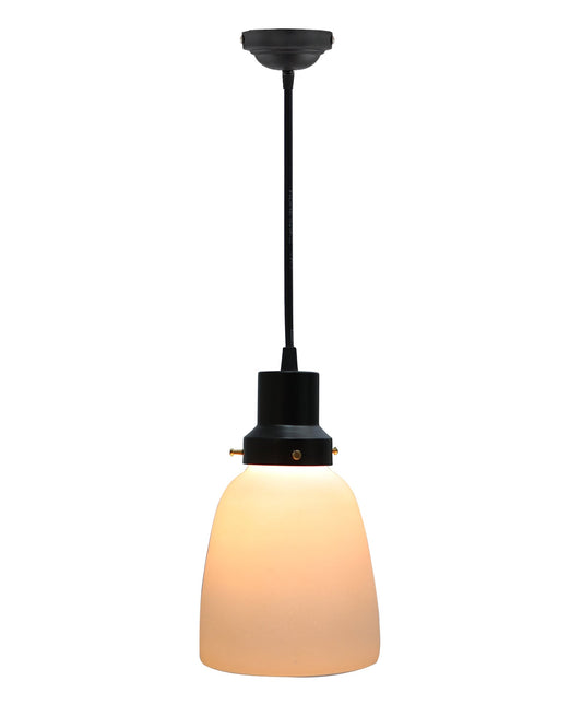 Pendant Light Fixtures Adjustable Hanging Lights Vintage White Frosted Glass Shade Nordic Dining Room Living Room Bedroom, Matt Black Fitting