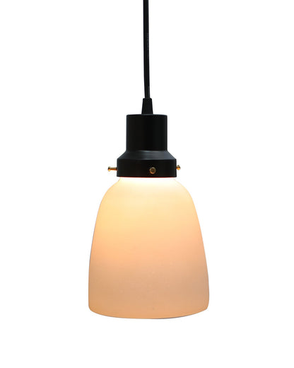 Pendant Light Fixtures Adjustable Hanging Lights Vintage White Frosted Glass Shade Nordic Dining Room Living Room Bedroom, Matt Black Fitting