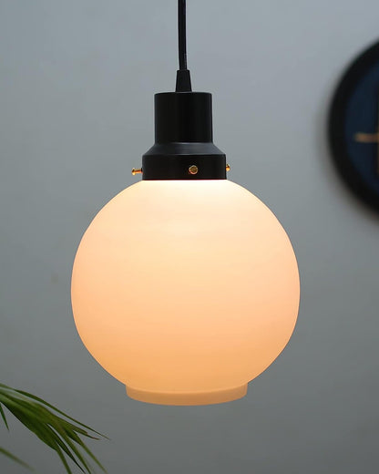 Pendant Light Fixtures Adjustable Hanging Lights Vintage White Frosted Glass Shade Nordic Dining Room Living Room Bedroom, Matt Black Fitting