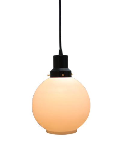 Pendant Light Fixtures Adjustable Hanging Lights Vintage White Frosted Glass Shade Nordic Dining Room Living Room Bedroom, Matt Black Fitting
