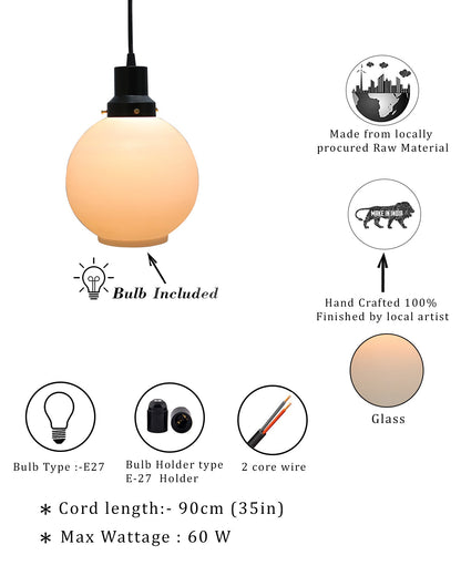 Pendant Light Fixtures Adjustable Hanging Lights Vintage White Frosted Glass Shade Nordic Dining Room Living Room Bedroom, Matt Black Fitting