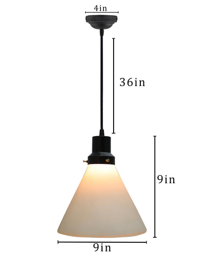 Pendant Light Fixtures Adjustable Hanging Lights Vintage White Frosted Glass Shade Nordic Dining Room Living Room Bedroom, Matt Black Fitting