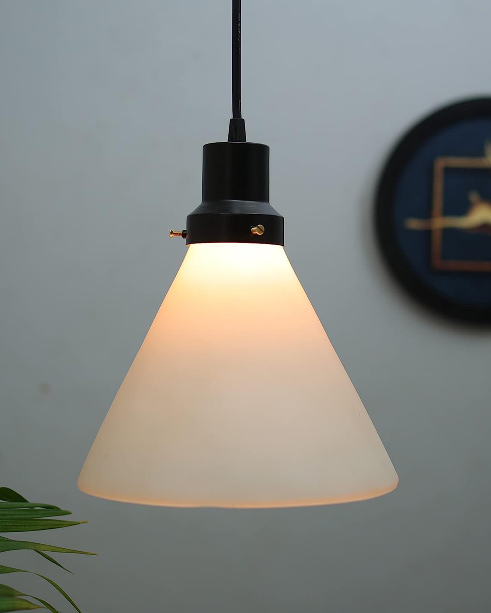 Pendant Light Fixtures Adjustable Hanging Lights Vintage White Frosted Glass Shade Nordic Dining Room Living Room Bedroom, Matt Black Fitting