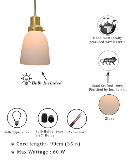 Pendant Light Fixtures Adjustable Hanging Lights Vintage White Frosted Glass Shade Nordic Dining Room Living Room Bedroom, Glossy Golden Fitting